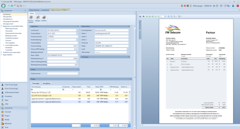 preview van de integratie van Klippa in Uniconta ERP-software